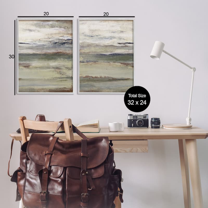 Stupell Earth's Layers Neutral Abstract Framed Giclee Art Design By Lanie Loreth (Set of 2)