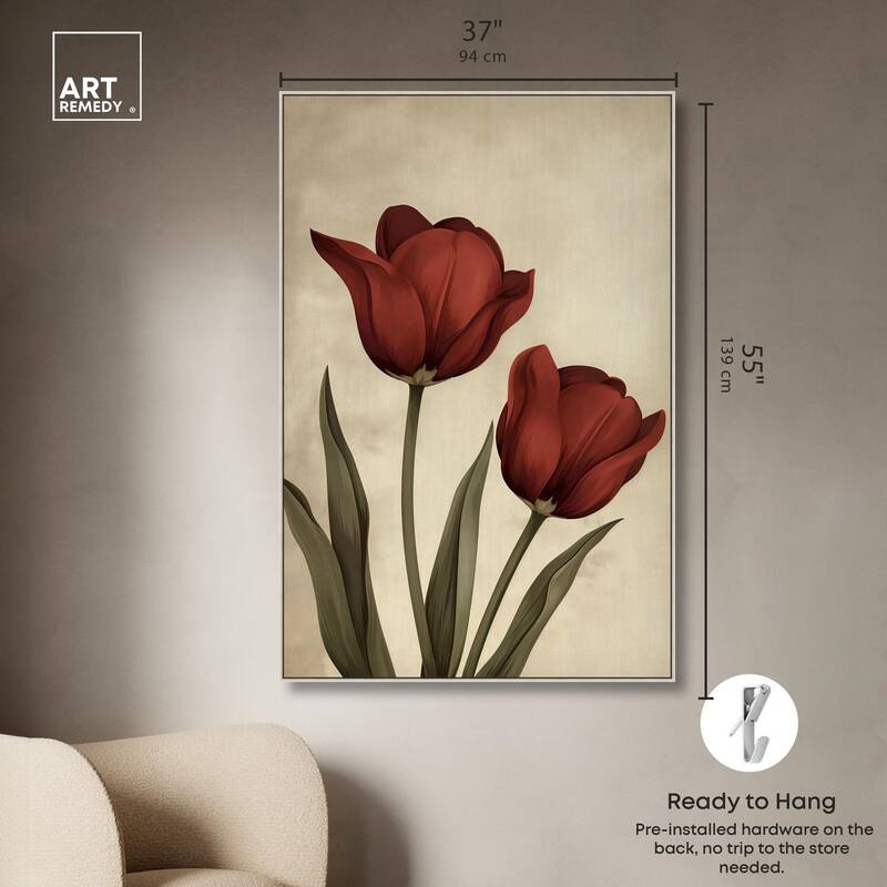 Deep Red Tulips Canvas by Art Remedy
