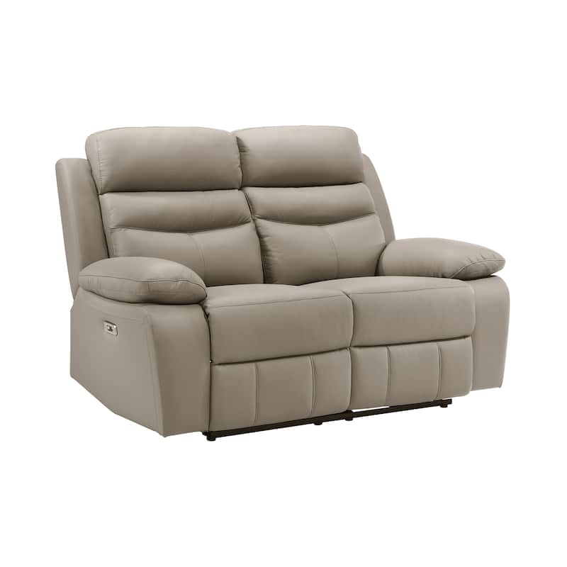 Peperomia Leather Match Power Double Reclining Loveseat - Latte