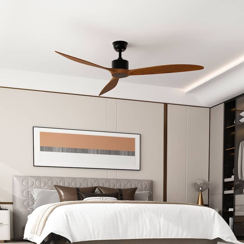 Walnut Ceiling Wood Fan with Remote, 6 Speeds,for All Seasons,Bedroom,Balcony,study