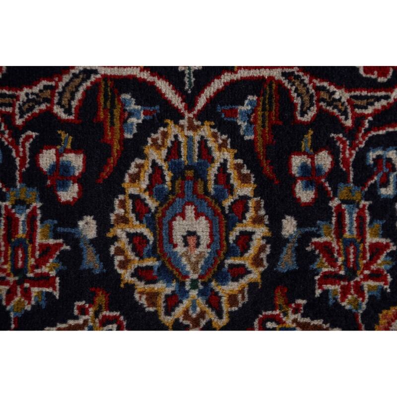 Vintage Traditional Kashan Persian Wool Area Rug Hand-knotted Carpet - 9'11" x 13'1"