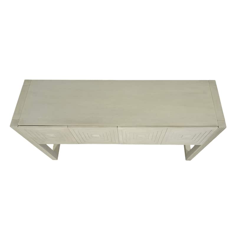 Christopher Knight Home - Modern Geometric Carved Console Table with Soft-Close Drawers & Fluted Legs for Living Room, Hallway