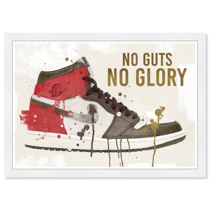Wynwood Studio Prints Sports and Teams No Glory Sneaker White and Cream White Modern & Contemporary Wall Art Canvas Print