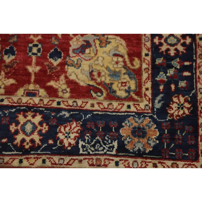 Hand Knotted Oriental 100% Wool Carpet Traditional All-Over Red Ziegler Runner Rug - 12' 0'' X 2' 6''