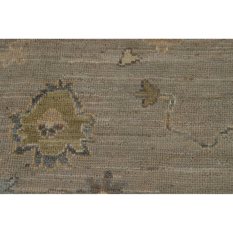 Vegetable Dye Oushak Turkish Area Rug Hand-Knotted Grey Wool Carpet - 8'10" x 11'10"