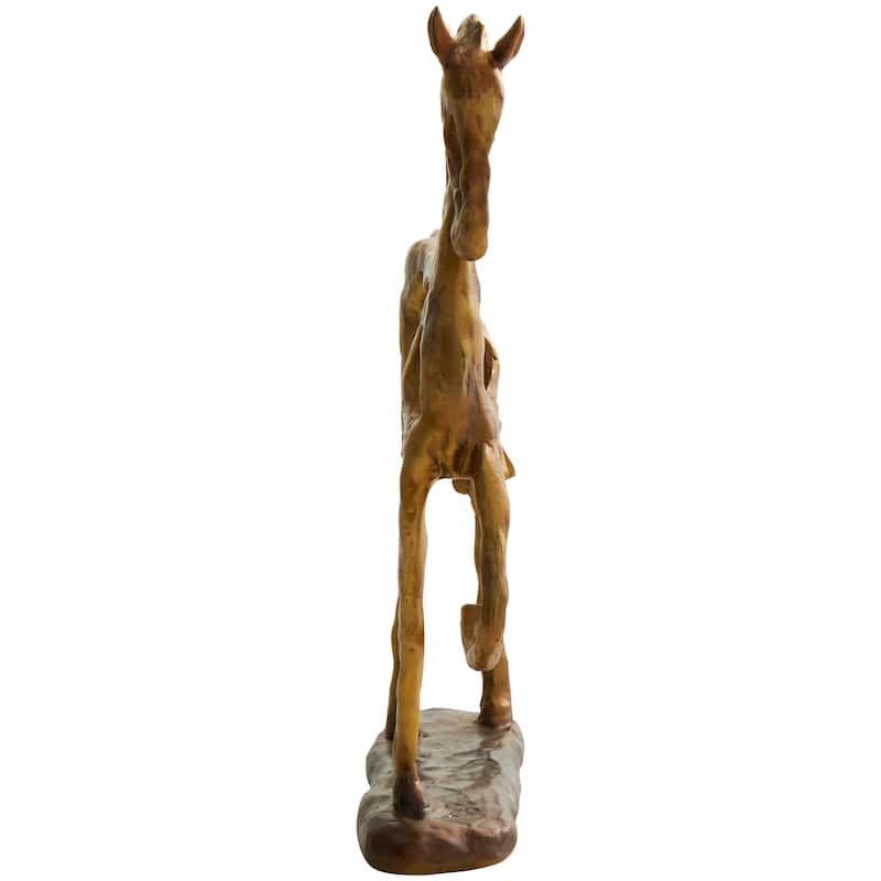 Polystone Horse Slim Frame Textured Sculpture with Cutouts - Gold - Roche River Decor - 3"W x 11"L x 13"H