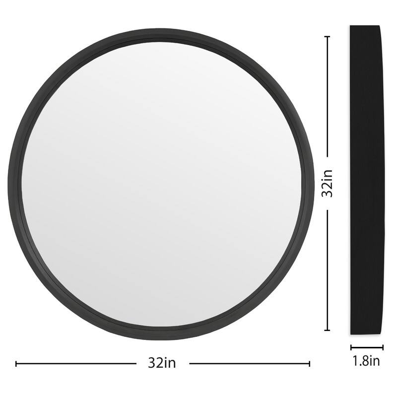 Classic Wooden Frame Farmhouse Round Wall Mirror