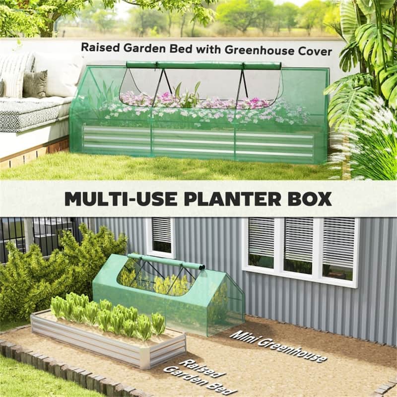 PE Steel Mini Greenhouse with Raised Planter Bed