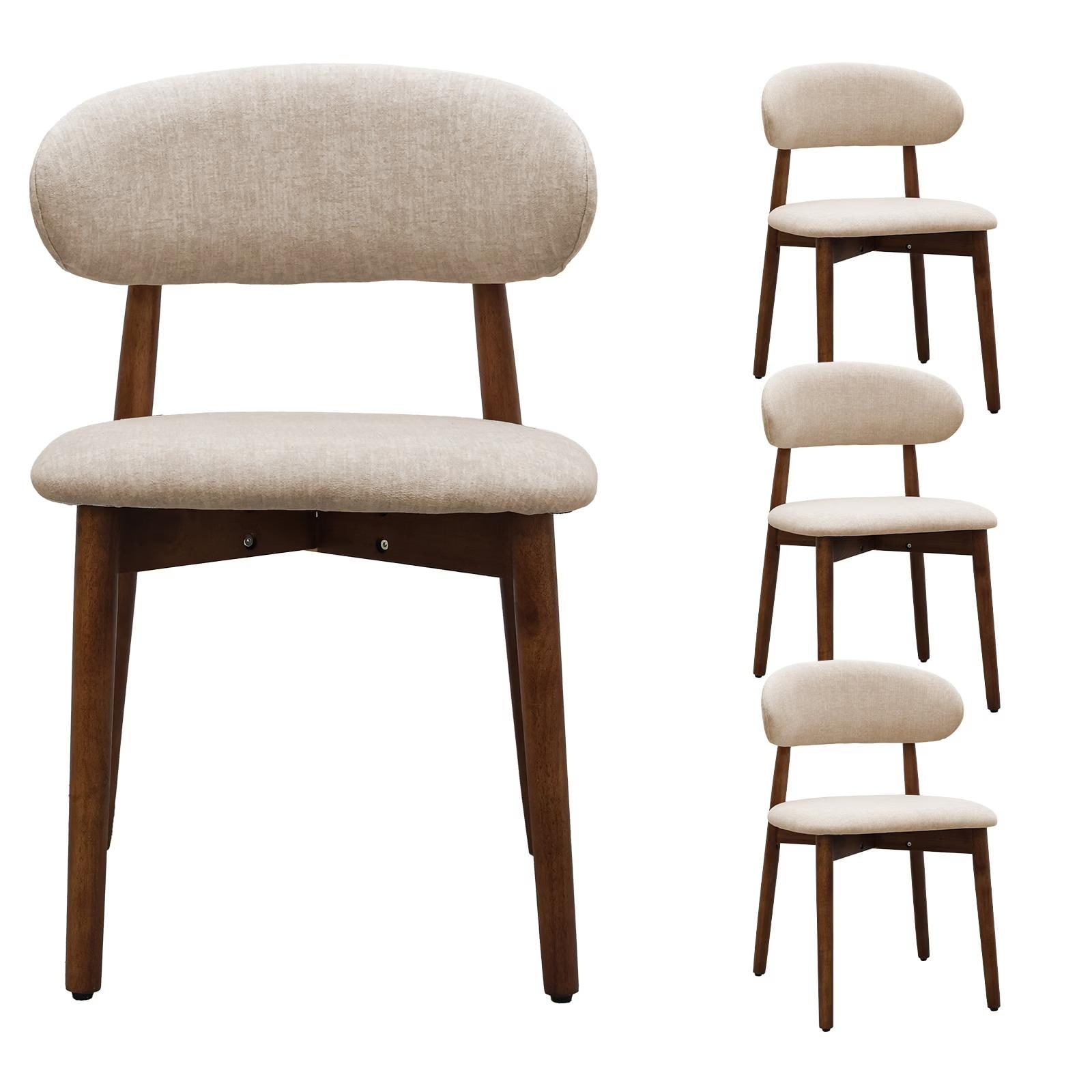 Flannelette Upholstered Dining Chair, Armless Chair Set Of 4