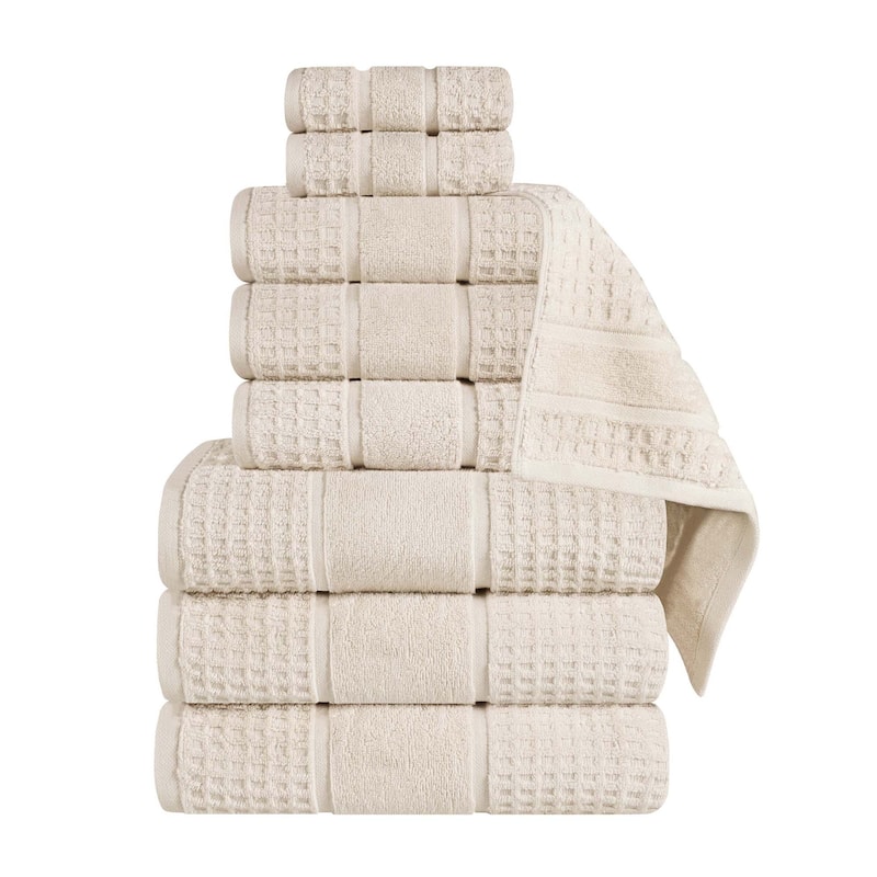 Superior Napa Zero Twist Cotton Waffle 9 Piece Bathroom Towel Set
