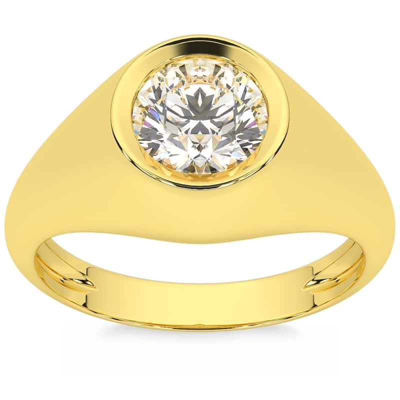 1.50CT Men's Bezel Diamond Solitaire Ring Yellow Gold