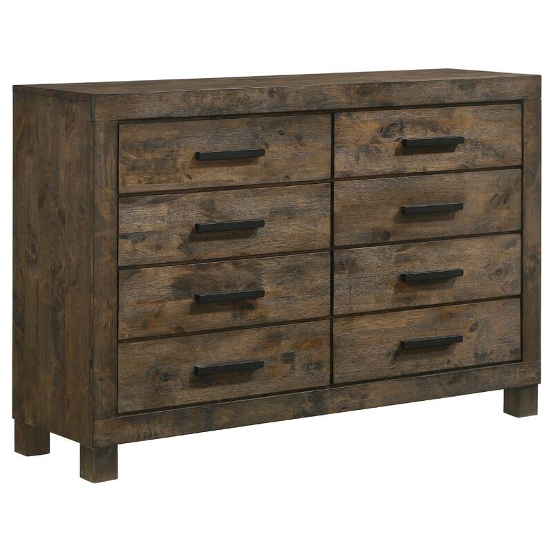 Frio 4pc Queen Bedroom Set with Footboard Storage, Rustic Golden Brown