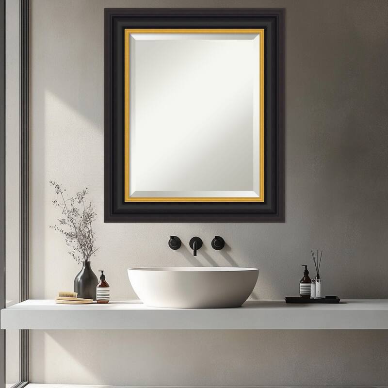 Sierra Beveled Wood Framed Bathroom Vanity Wall Mirror