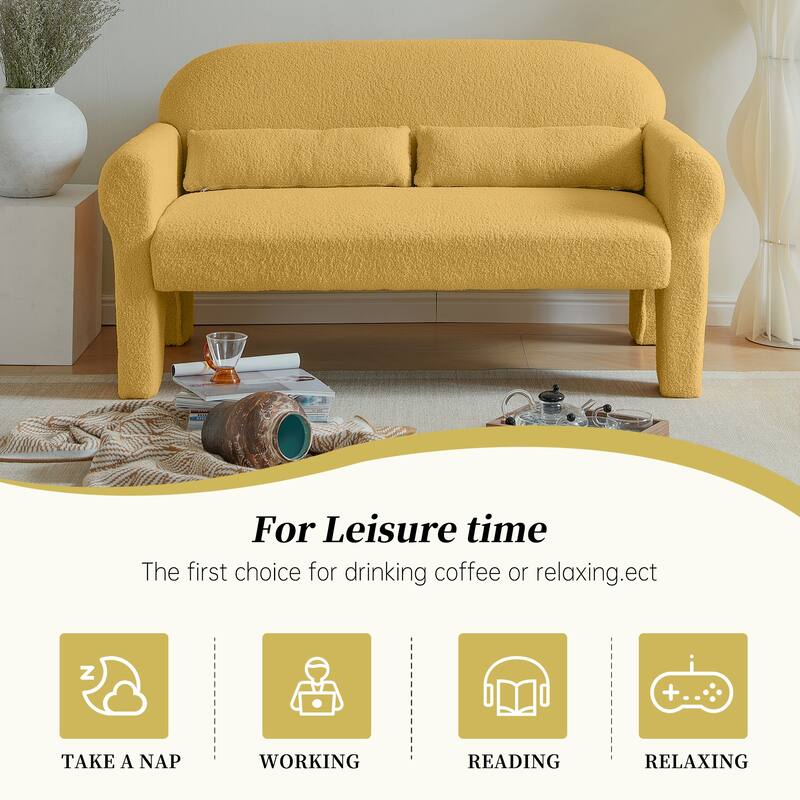 Modern teddy fabric loveseat for Living room
