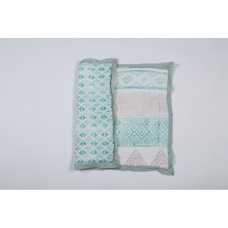 Timbergirl cotton handprinted purple quilt with 2 shams