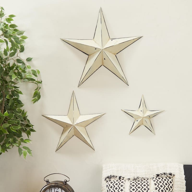 Metal Star Home Wall Decor - Set of 3 Cream - Roche River Decor