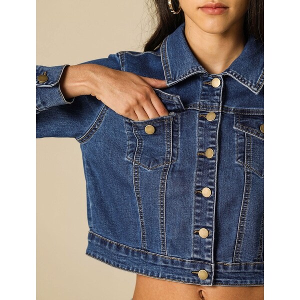 womens dark blue jean jacket