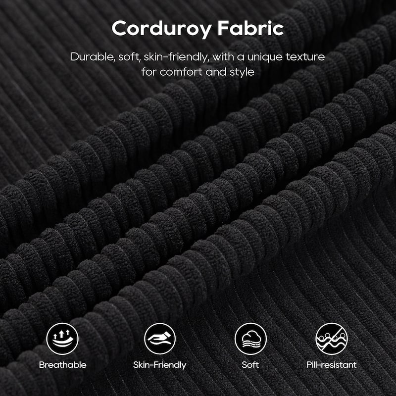 Corduroy Modular Sleeper Sofa Bed with Ottoman, L-shaped Sectional Couches for Living Room with Memory Foam and Steel Frame