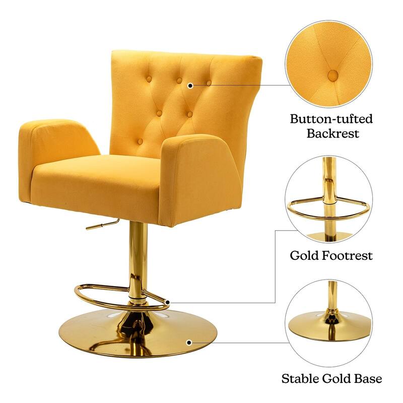 Loreto Modern Tufted Velvet Swivel chair with Adjustable Height Set of 2 by HULALA HOME