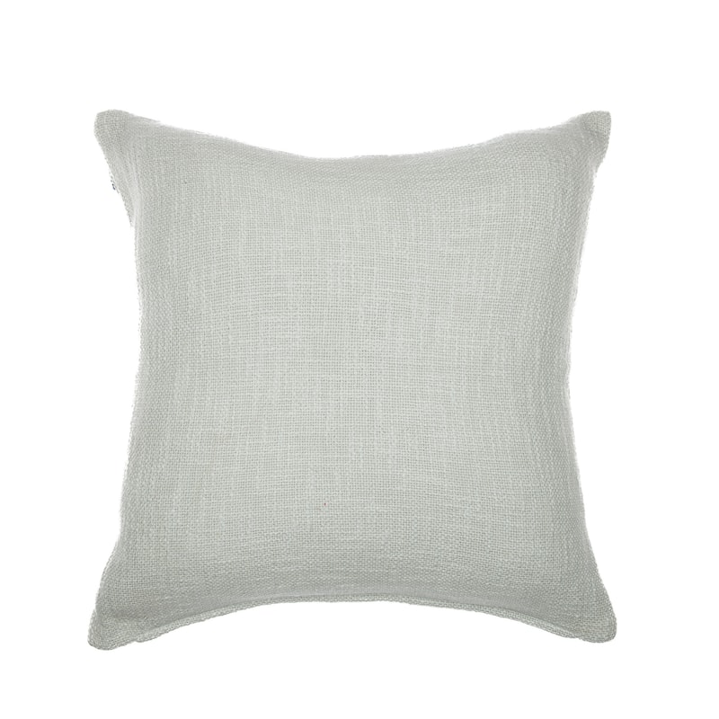 HomeRoots 20" Blue and Ivory Geometric Cotton Blend Throw Pillow With Embroidery