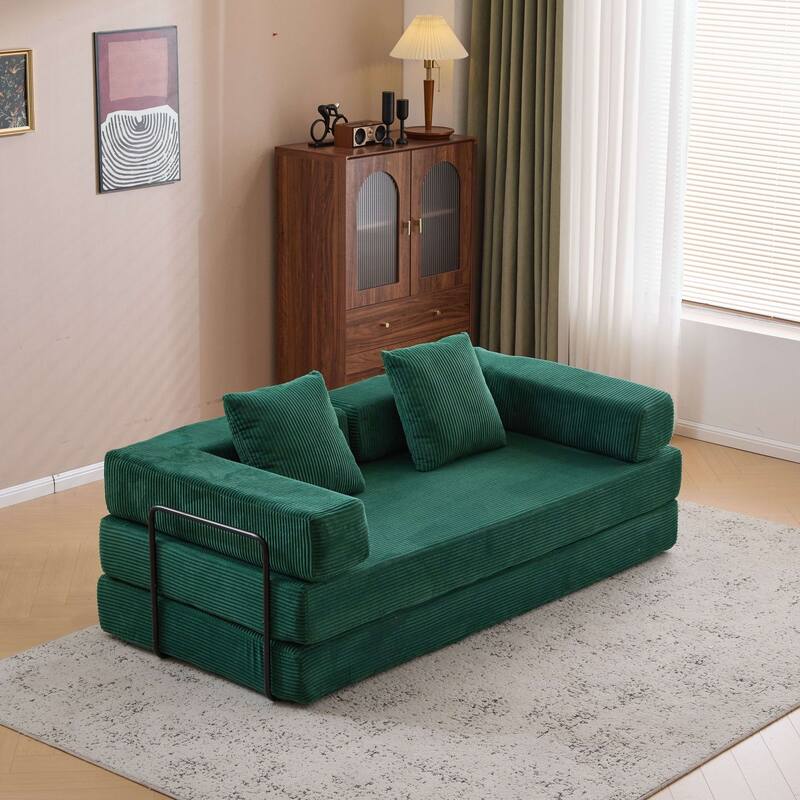 Convertible Futon Couch Lounge Sleeper Bed Bed-with Pillow Back Support Armrest