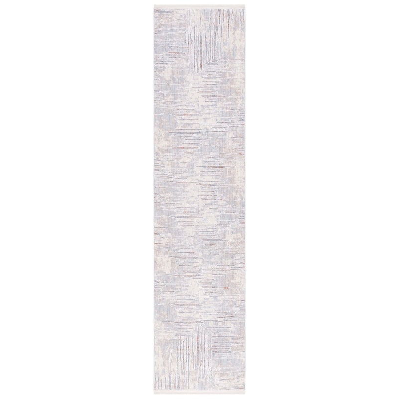 SAFAVIEH Marmara Alexandra Modern Abstract Rug - 2' x 8' Runner - Beige/Blue Rust