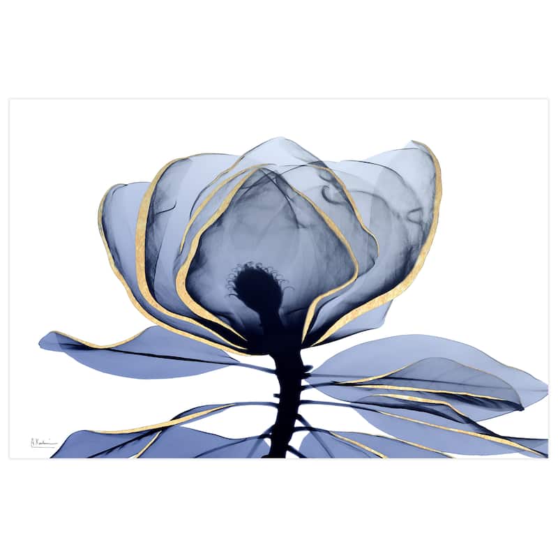 "Golden Midnight 1" Frameless Free Floating Tempered Glass Panel Graphic Wall Art