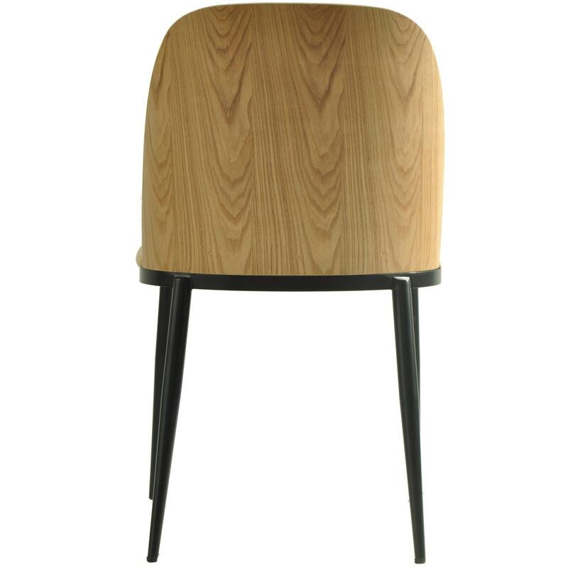 Dining Chair with Upholstered Seat and Back Side Chair with MDF Wood Frame in Black Steel