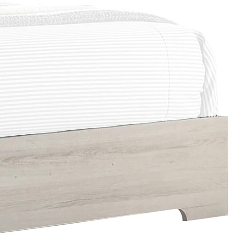 Cuzzy King Platform Bed with Panel Headboard, Low Profile White Wood