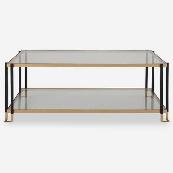 slide 2 of 6, Uttermost Kentmore Glass Coffee Table - 17"H x 48"W x 30"D