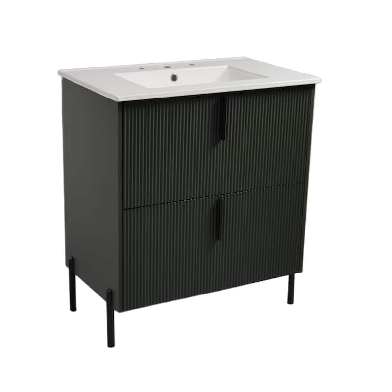 Bathroom Vanity with Ceramic Sink and Drawers