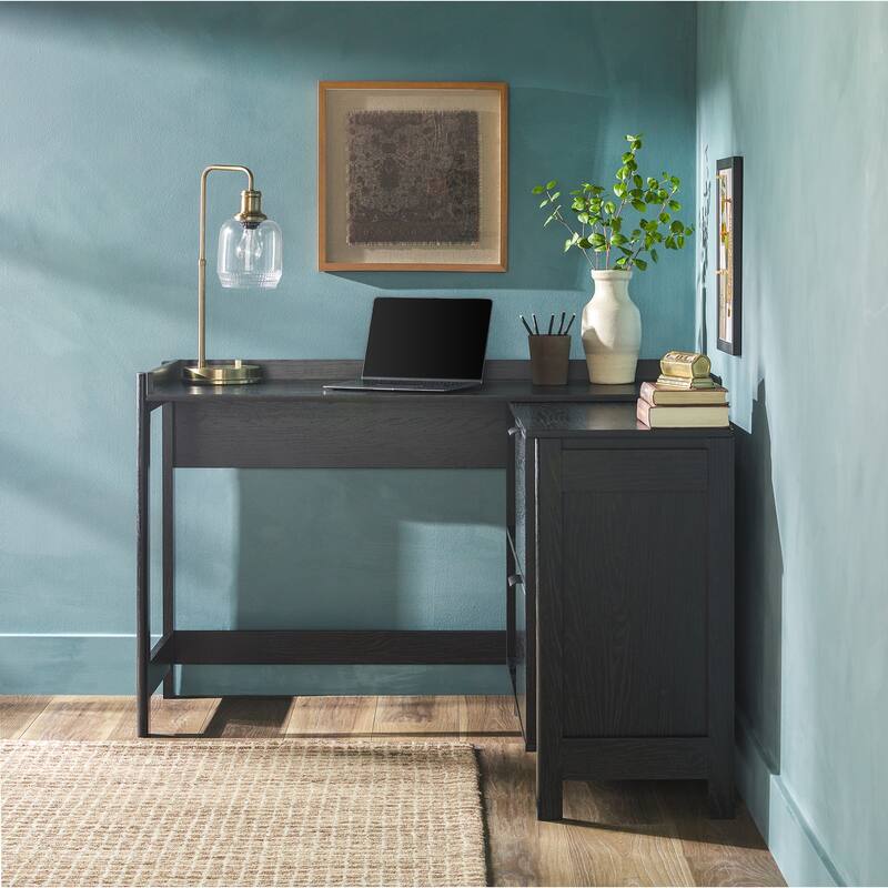 Middlebrook Designs Modern Reversible Desk with Storage - Black
