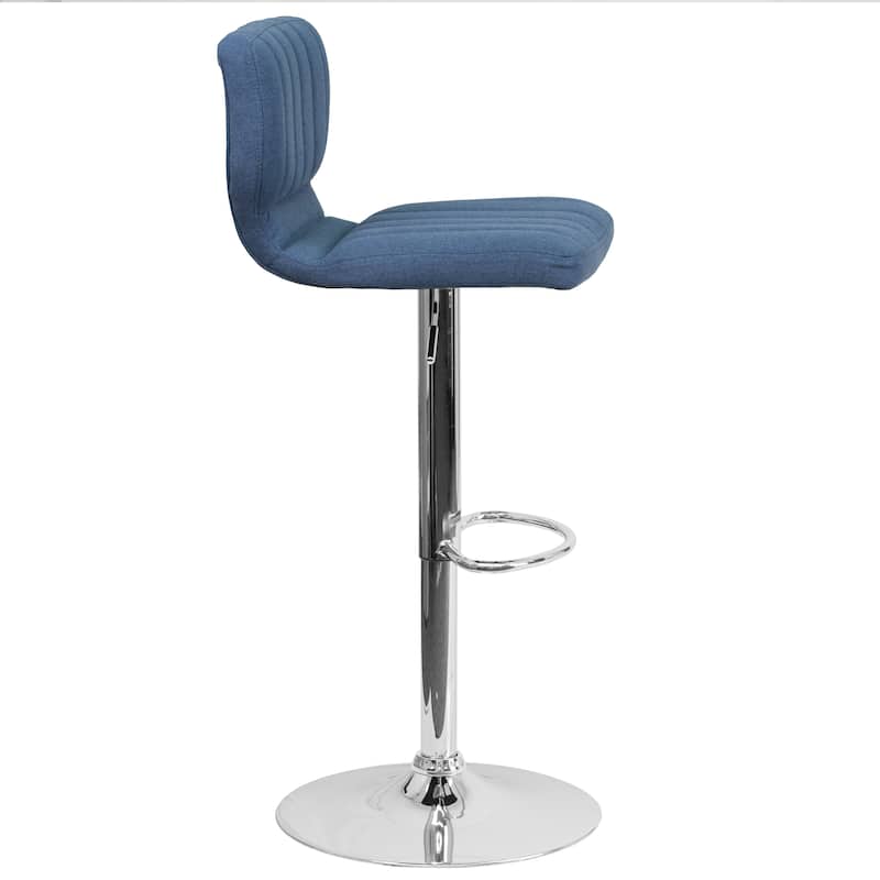 Vinyl Adjustable Barstool with Vertical Stitch Back (Set of 2)