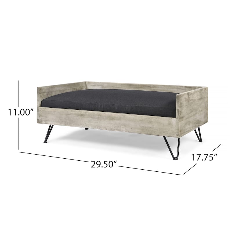 Paulo Dog Pet Bed, Gray Fabric Soft Cushioning, Taupe Gray, 30 Inch - Black, Gray