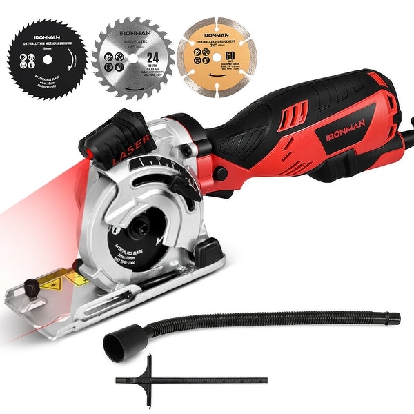 Electric Mini Laser Circular Saw Hand Held Grinder Cutting Tool Kit w/ 3 Blades - as pic