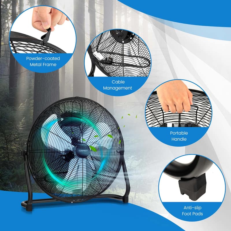 20'' Floor Fan High Velocity Floor Fan w/ Adjustable Tilt & Speed