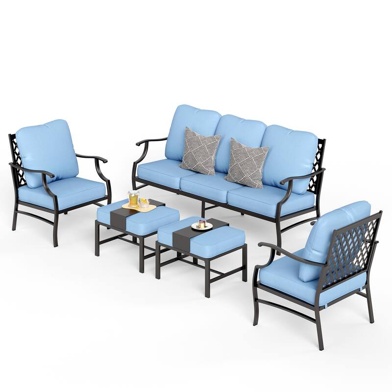 MAISON ARTS 4/5-Piece Patio Conversation Sets, Sofa Set with 2 xSingle Sofa Chairs, 1 x 3-seater Sofa and Coffee Table/Ottomans