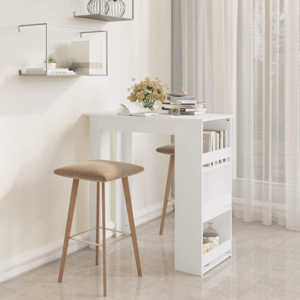 vidaXL Bar Table Kitchen Pub Bistro Table with Storage Rack Engineered Wood - 40.2" x 19.7" x 40.7"