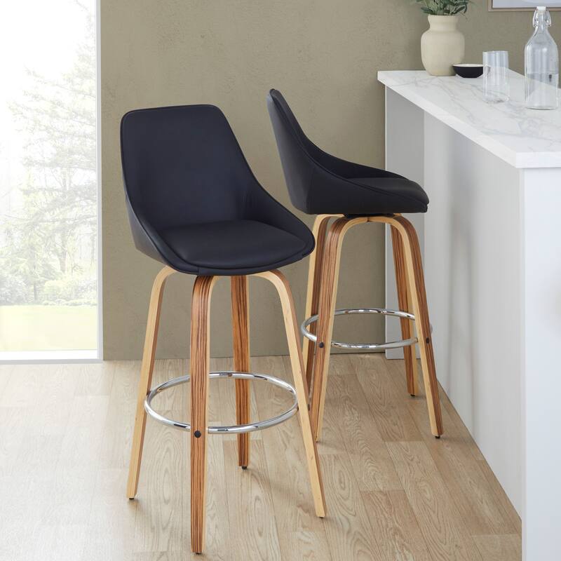 Carson Carrington Alba 30" Fixed-Height Bar Stool with Bent Wood Legs & Round Footrest (Set of 2)