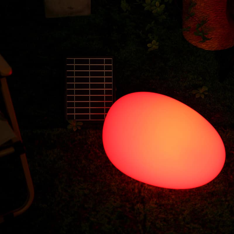 Indoor & Outdoor Chargeable Solar Garden Light - 12" Cobblestone Shape