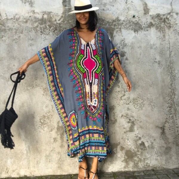 african print kaftan dress