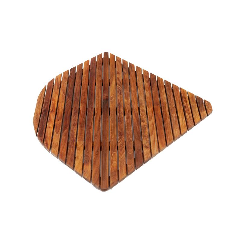 Nordic Style Corner Teak Shower and Spa Mat with Rounded Edge 30″x 30″