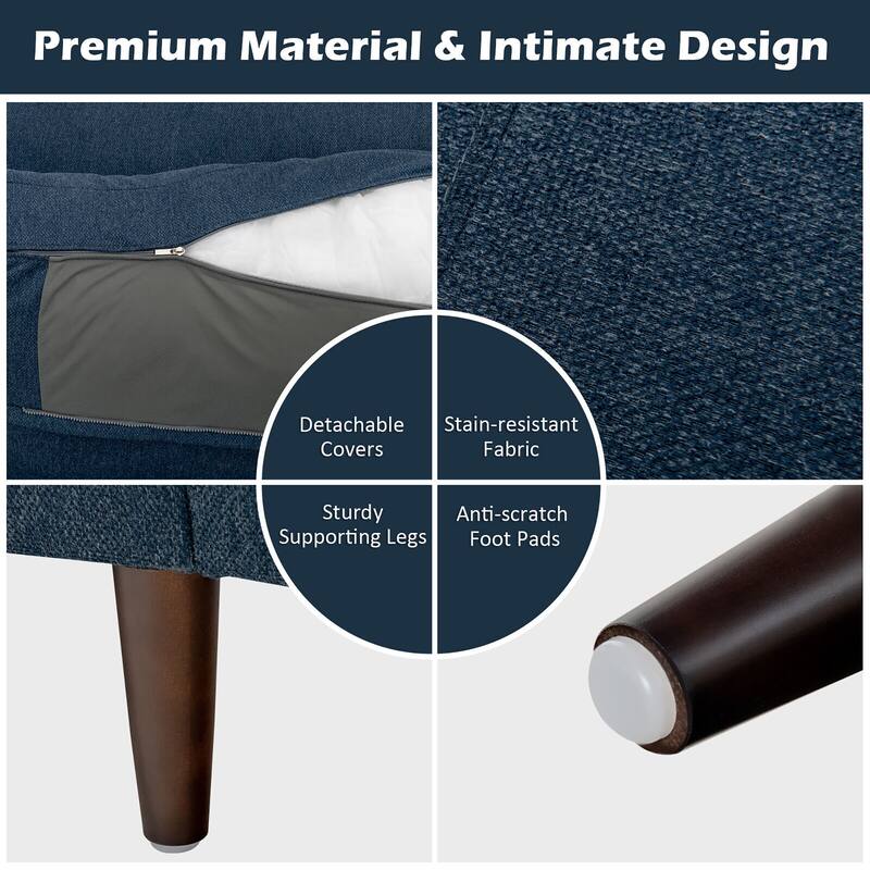 Gymax 2 Pieces Living Room Sofa Set Modern Fabric Sofa Couch & Accent