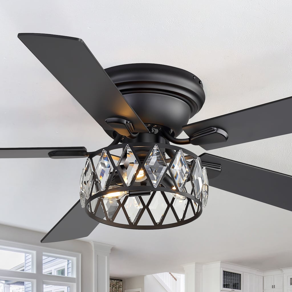 52" 5-Blade Flush Mount Ceiling Fan with Light and Remote Control
