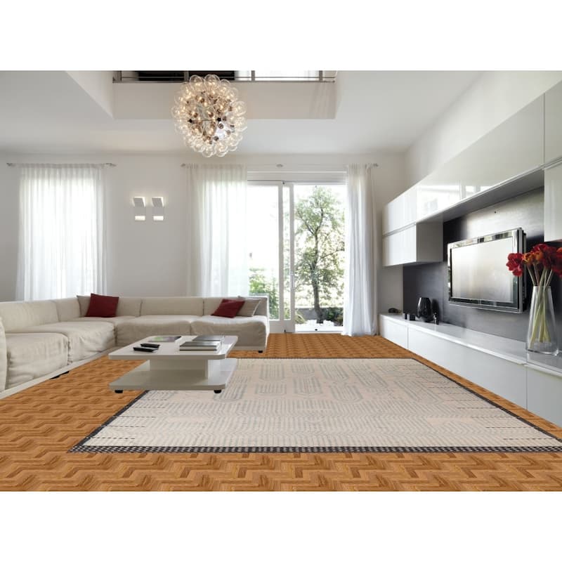 Ivory Moroccan Oriental Large Area Rug Hand-Knotted Wool Carpet - 12'0"x 15'3"