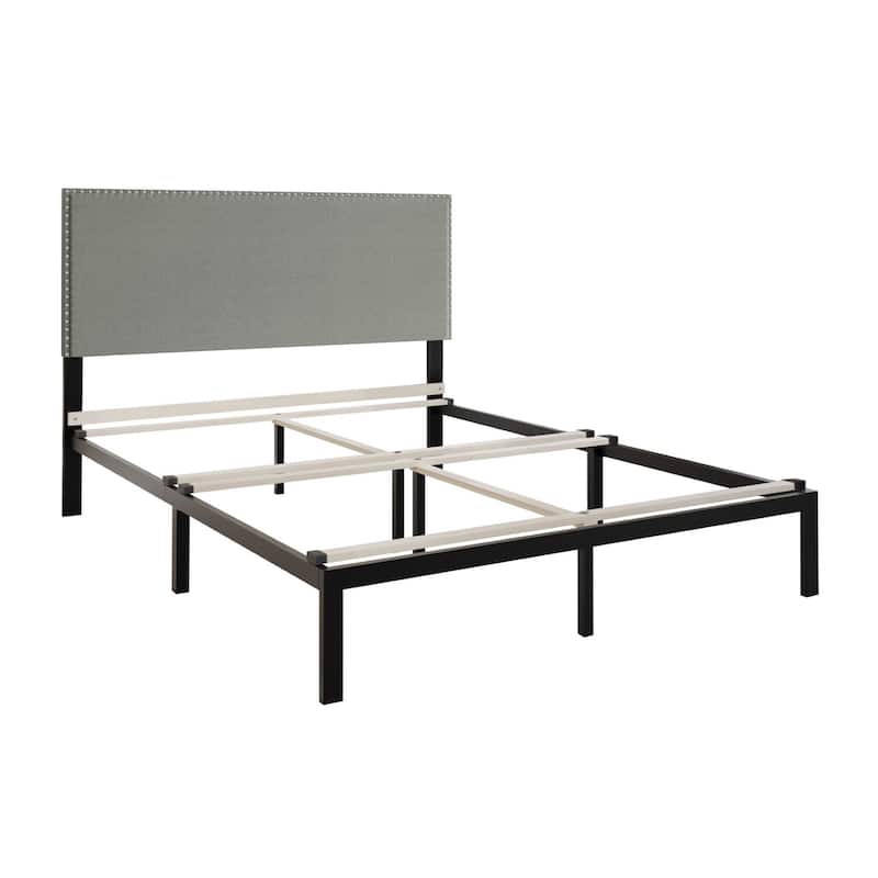 CraftPorch Modern Linen Silver Finish Nailhead Upholstered Bed