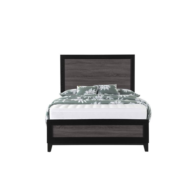 HomeRoots Gray and Black Wood King Bed Frame