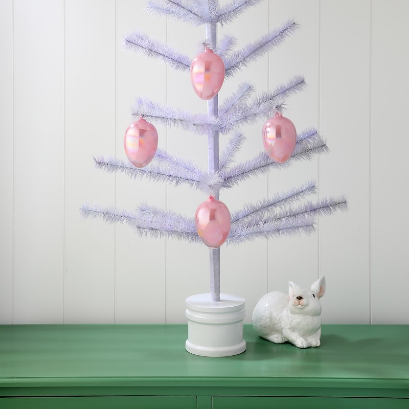 4" Iridescent Glass Egg Ornament Box of 4 - Multi