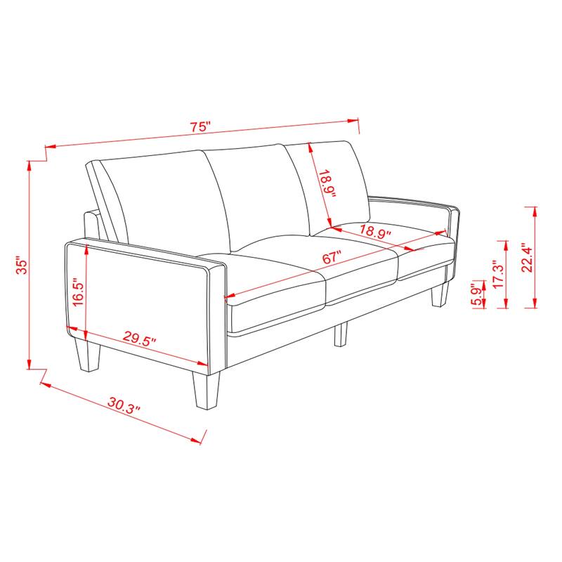 Modern 3 Seat Sofa With Storage For Living Room