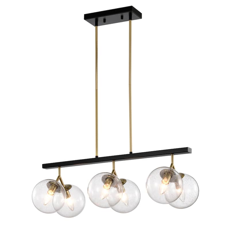Maxwell 28 Inch Orb Glass Kitchen Island Chandelier 6 Light - N/A